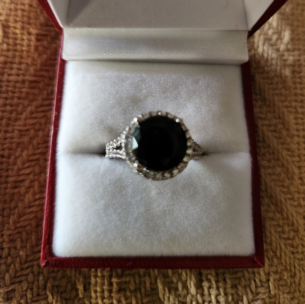 Simulated Black Diamond Engagement Ring